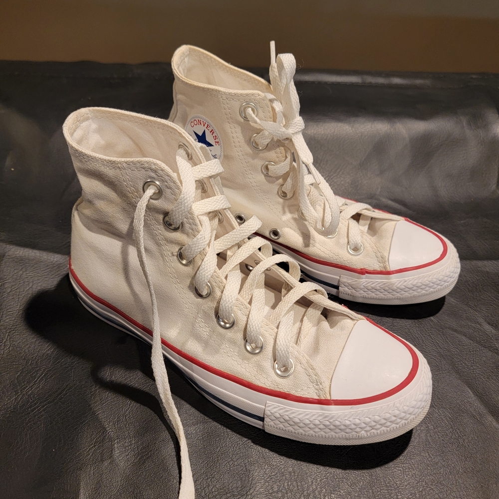 Converse White and Red High-Top Sneakers